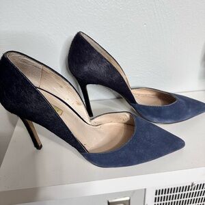 Louise at Cie Navy Suede and Pony Hair Pumps